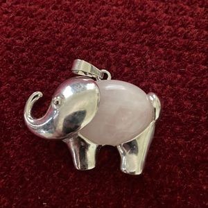 Rose quarts Elephant Pendant Handmade NWOT
